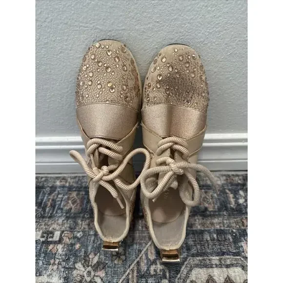 Carvela rose Gold bling studded sneakers size 37 Or Size 6.5 Women’s Beige - Picture 4 of 7